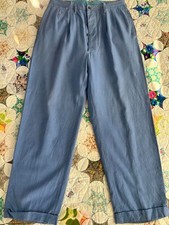 Vintage 40s  50s Blue Cotton Slacks Rockabilly Medium Retro Rare Used