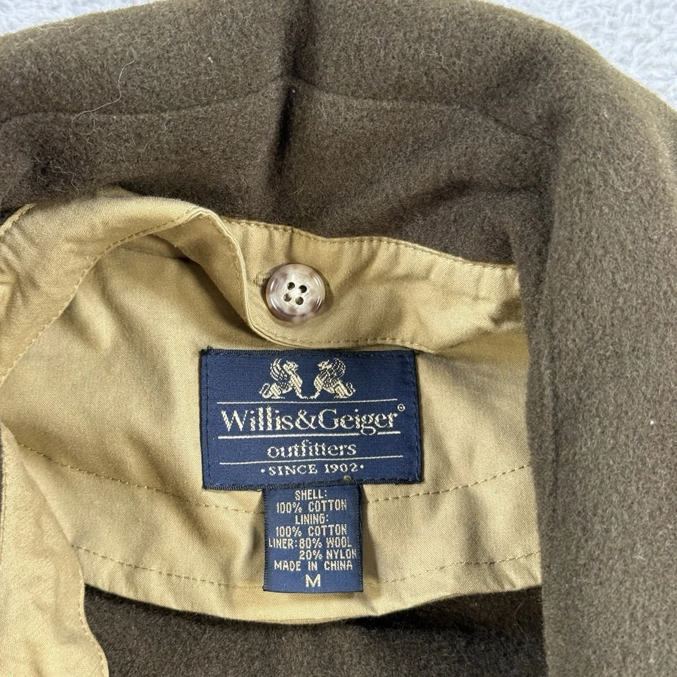 Trench coat masculino vintage Willis & Geiger médio cáqui válvula pilotos forro de lã - Imagem 2 de 4