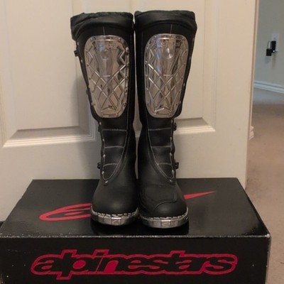 VTG Alpine Stars MX Boots Men s 10 Black Motocross Bike Riding Leather ISSUES
