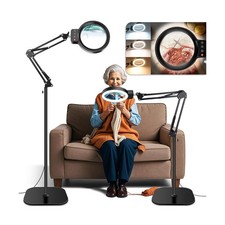 30X 10X Large Floor Magnifying Glass with Light and Stand,72 LED Ad... Fast Ship