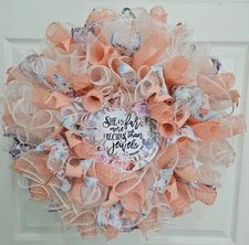Beautiful Jeweled Mesh Wreath, Bible Verse, More Precious Than Jewels, Proverbs