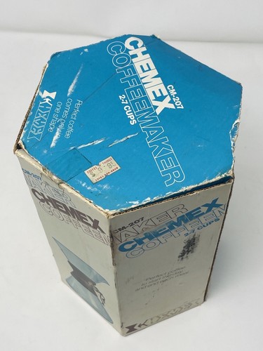 Caffettiera Chemex vintage anni 70 2-7 tazze CM-207 con scatola e manico manuale in plastica - Foto 17 di 20