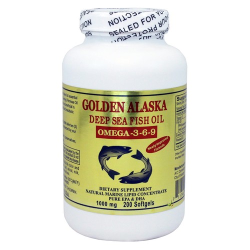 Gold Vitamin Golden Alaska Deap Sea Fish Oil Omega 3 6 9 1000 mg 200 SG - Picture 1 of 3