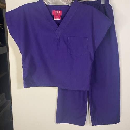 Kids M&M nurse Scrubs set Sz 5/6 Dress Up Costume Halloween Purple - Picture 2 of 4