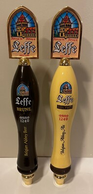 2 Leffe Belgian Abby Ale, Beer, tap handles  Approx. 14 inches tall