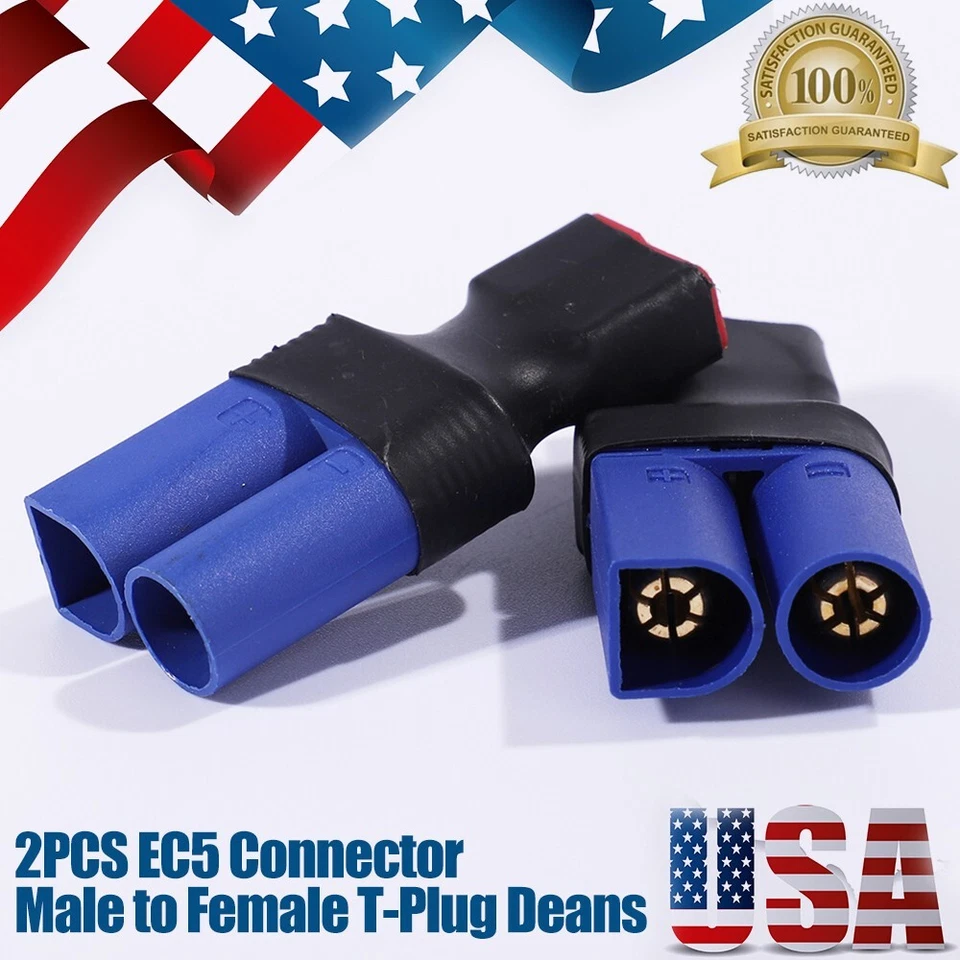 2PC No Wires Connector EC5 Male to Female T-Plug Adapter (Deans Style) - Image 3 of 4