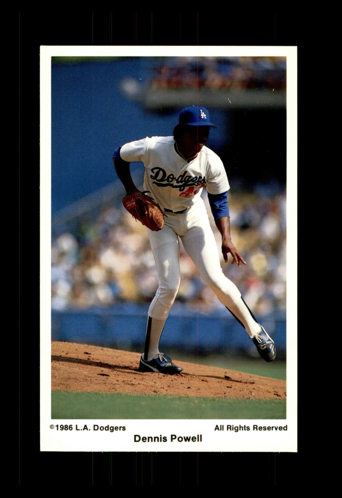 1986 LOS ANGELES DODGERS COCA COLA POSTCARD DENNIS POWELL  NM-M