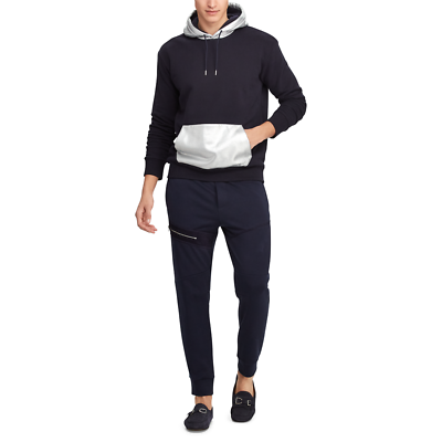 $595 Ralph Lauren Purple Label RLX Silver Navy Foil Hoodie
