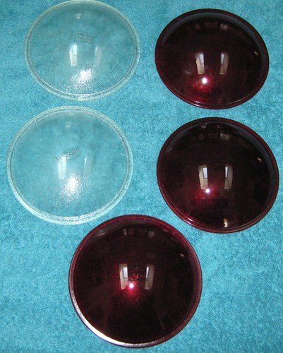 5 Major Equipment Co. Red & Clear Heat Resisting Theatre Lenses Lens Rail Road L - Picture 2 of 2