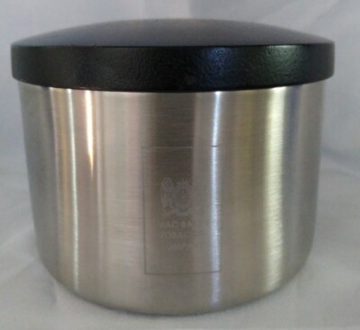 stainless steel tobacco tin Large Mac Baren Stainless Steel Tobacco Storage Canister Stash Can Tin Wood  Lid