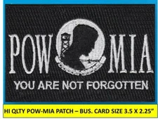 POW-MIA "YOU ARE NOT FORGOTTEN" EMBROIDERED PATCH - HIGH QUALITY (3.5 X 2.25") 