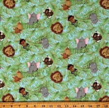 Flannel Jungle Babies Safari Animals Kids Flannel Fabric Print by Yard D284.37