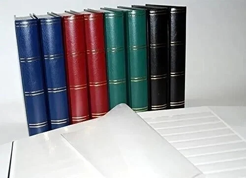 Prophila Album Per Francobolli Di Lusso - Copertina Imbottita Rossa, 64 Pagine Bianche Con Strisce Di Pergamena, Formato 23x30,5 Cm
