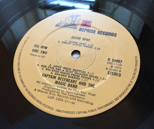 CAPTAIN BEEFHEART CLEAR SPOT LP 1972 UK REPRISE K54007 A1B1 *READ CAREFULLY* - Foto 3 di 11