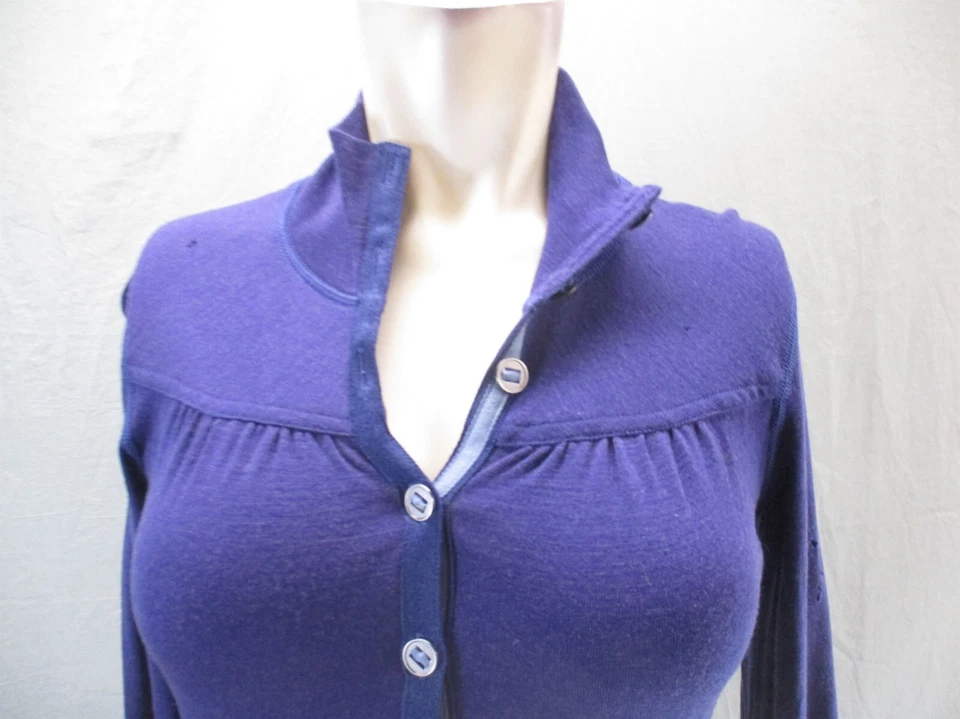 Vestido Title Nine Talla S Mujer Azul 100% Lana Merino Manga Larga 1/2 Botón 049 Foto 2 de 4