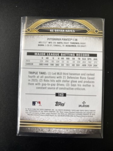2024 Topps Triple Threads #143 Ke'Bryan Hayes Pirates - Bild 2 von 2