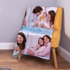 Personalised Blue Polka Dot [4 Photo] Custom Soft Fleece Throw Blanket