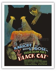 Black Cat movie poster canvas print vintage horror Halloween decor Boris Karloff