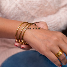 18K Gold-Filled Plain Bangles - Set of Three Gold Bangle - Gold Bangle Set