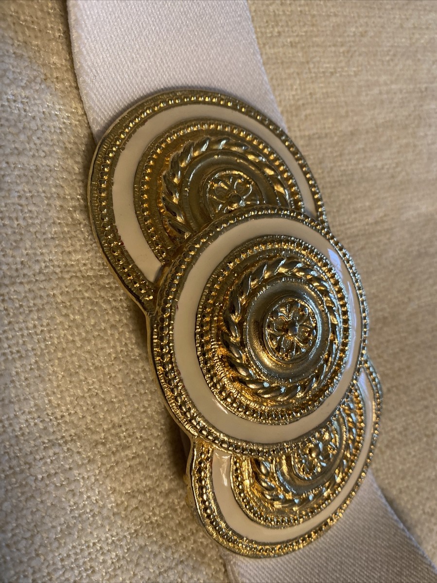 Nani Lewis Vintage 1980s Gold Tone Black Enamel Eastic Stretch Belt Nan Lewis Vintage 1980 main image 4