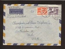 Glarus, Switzerland--1960 Air Mail Cover to Bethesda, Maryland, USA
