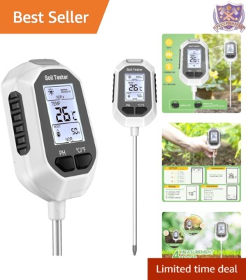 4-in-1 Soil Moisture Meter Digital LCD pH Temperature Sunlight Gardening