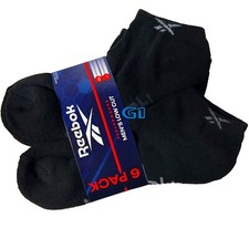 Reebok Men  s 6 Pack Low Cut Socks No Show Black Performance Cushion Comfort 6-12
