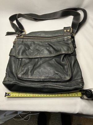 Vintage Fossil Explorer 75082 Small Zippers Black Leather
