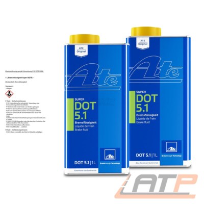 ORIGINAL ATE 2x 1 L LITER DOT5.1 BREMSFLÜSSIGKEIT BREMSEN FLÜSSIGKEIT DOT 5.1