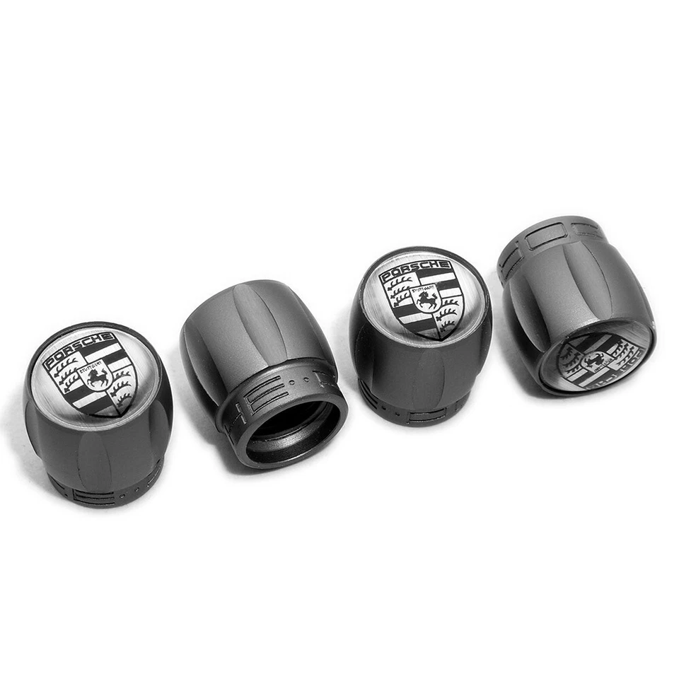 Premium Dark Gray Sport Car Tire Air Valve Caps Stem Valve Cover For Porsche - Image 2 of 3