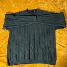 Vtg Bill Blass Mens 100 Cotton Pullover Sweater Size Large Green Color Knit