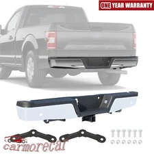 Chrome Rear Bumper For Ford F150 2015-2019 w/ Heavy Duty Tow & Sensor Hole
