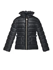 $895 New Moncler Child Girl Temple Jacket Puffer DOWN Navy Blue Ruffle 10 YEARS