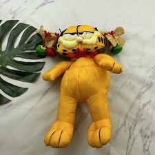 Vintage Garfield Stuffed Nylon Plush Christmas Ornament Antlers Large 22 in