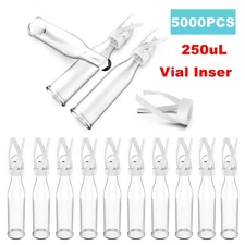 5000pcs 250uL Vial Insert Clear Micro-Insert Glass Polyspring Bottom HPLC LAB GC