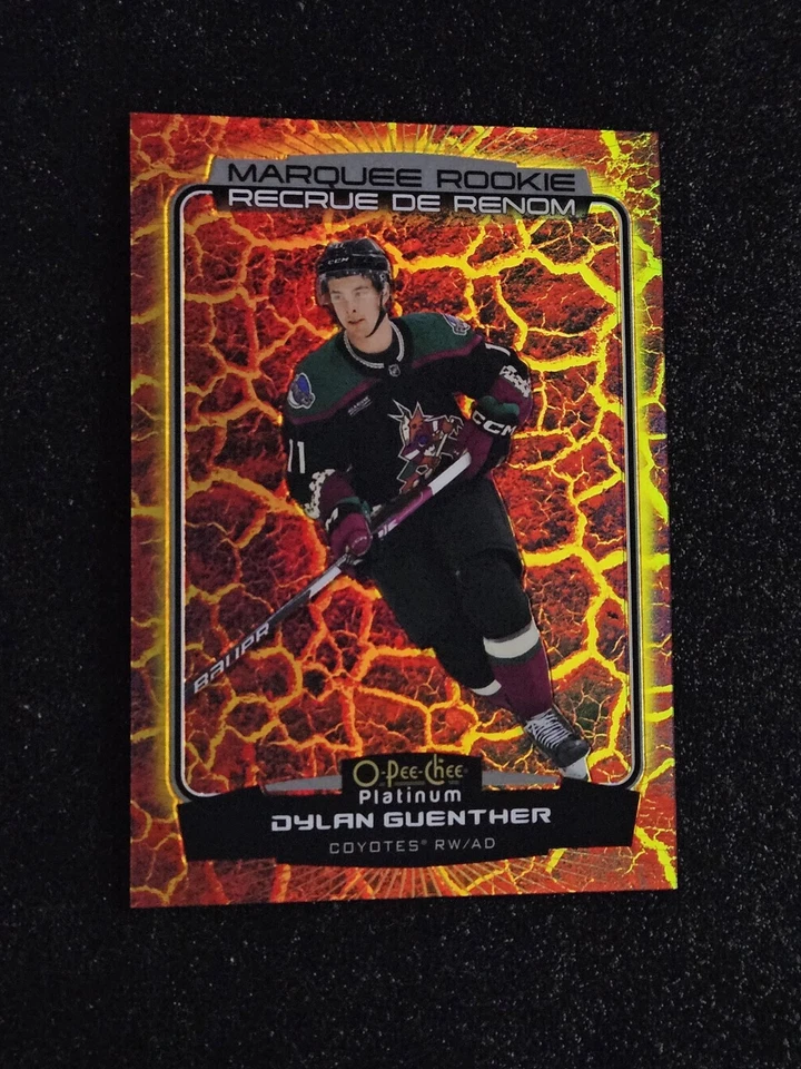 DYLAN GUENTHER 2022-23 O-Pee-Chee Platinum Marquee Rookie HOT MAGMA /499 P-DG - Image 3 of 4