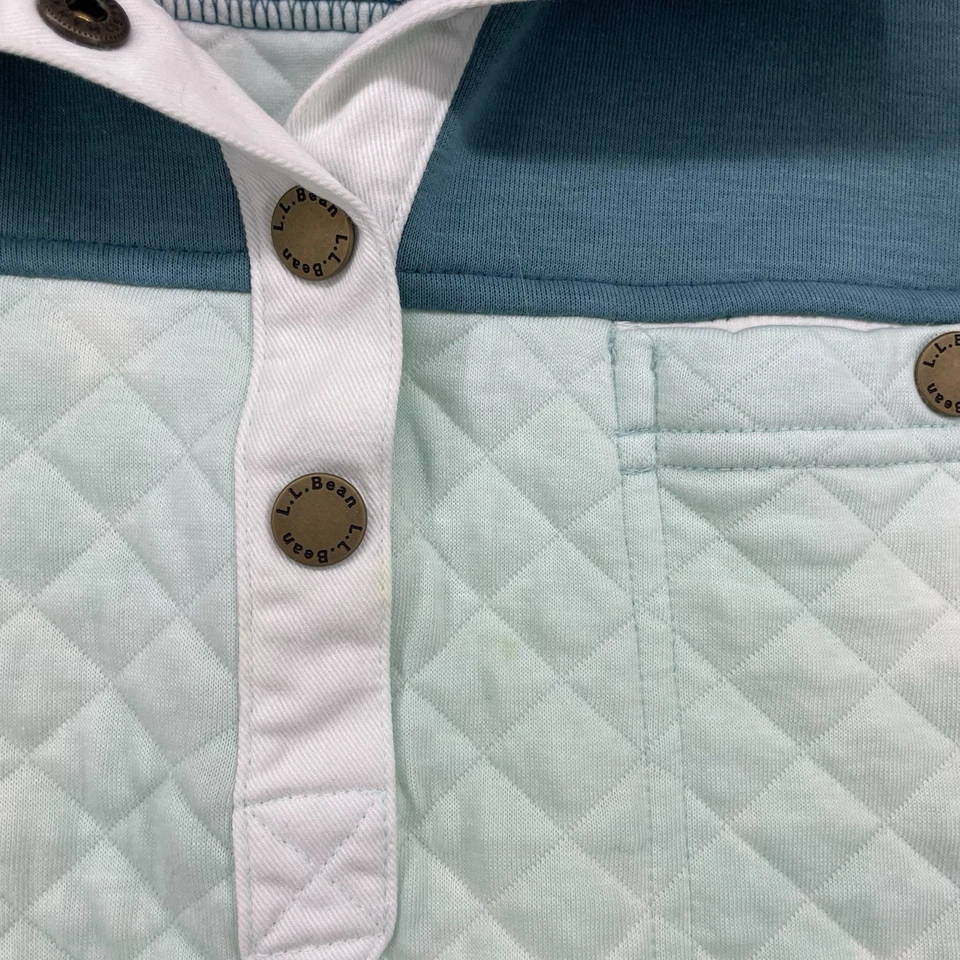 LL Bean Talla XL Acolchada Pullover Sudadera Botón a Presión Bloques de Color Cuello Simulado Foto 2 de 4