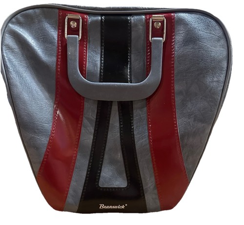 Vintage Brunswick Bowling Ball Bag Tri Color Gray Red Black Retro 70s 80s