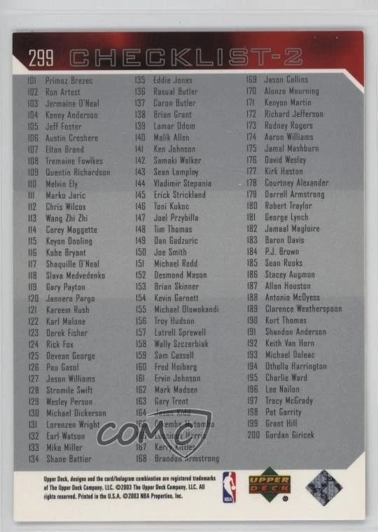 2003-04 Upper Deck Checklist Michael Jordan #299 HOF - Image 2 of 2