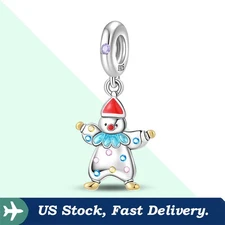 KUNSIR 925 Sterling Silver Playful Circus Clown Pendant Charm For Bracelet DIY