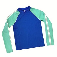Mini Boden 8-9Y Long Sleeve Rash Guard Swim Sun Shirt Blue Green UPF 40 