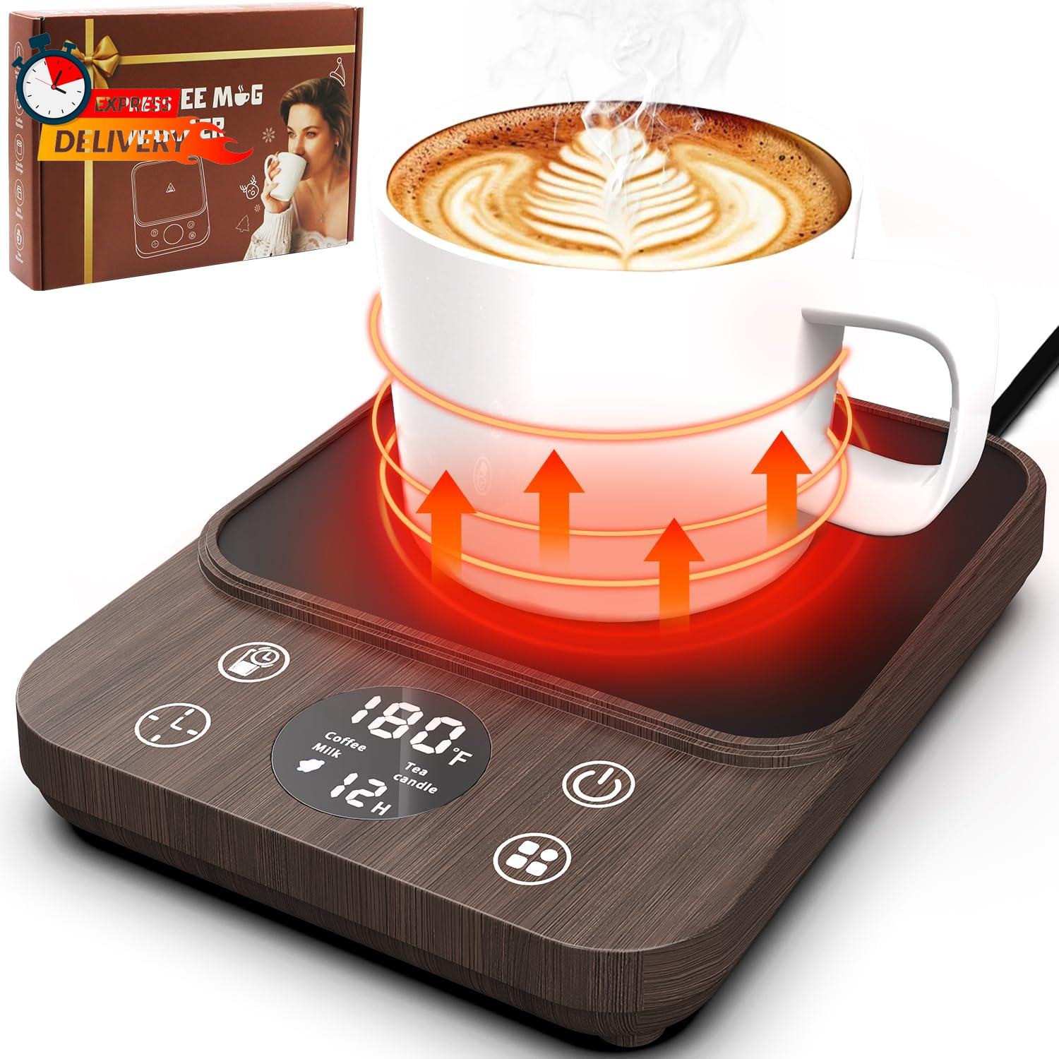 2024 Upgraded Smart Electric Coffee Mug Warmer for Desk Keeps Drinks Hot for 1 Hour