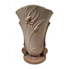 Roseville Pottery Teasel Vase #886-9, Beige Peach - 1930s - 9.25in