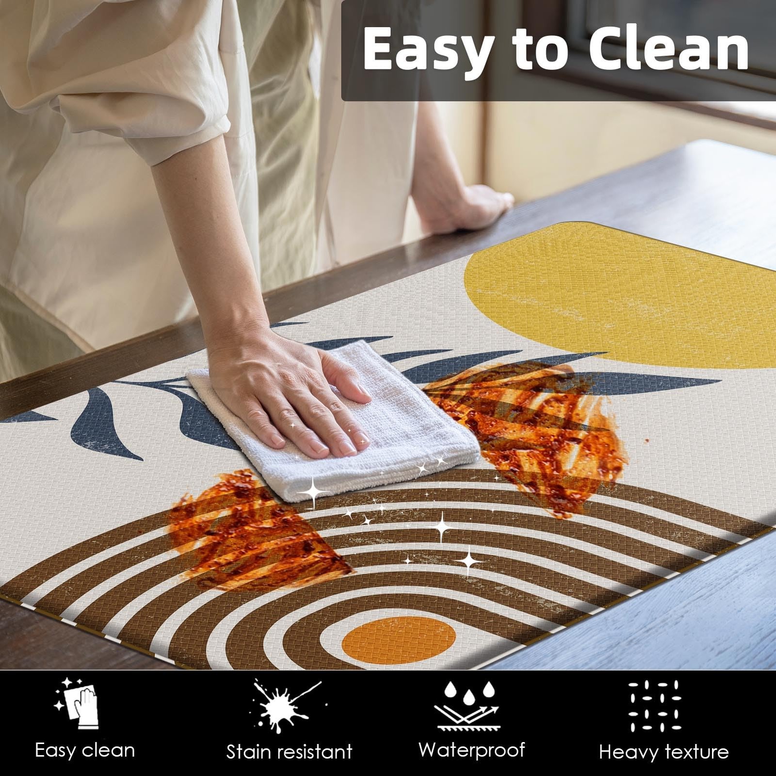 Anti-Fatigue Boho Kitchen Rug Set of 2 Cushioned Bohemian Rug Mat for Floor, ...