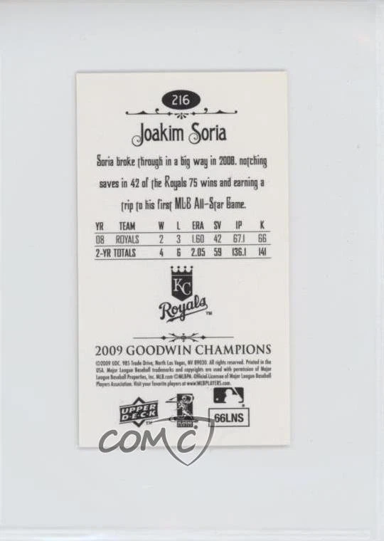 2009 Upper Deck Goodwin Champions Mini Foil Joakim Soria #216 - Image 2 of 2