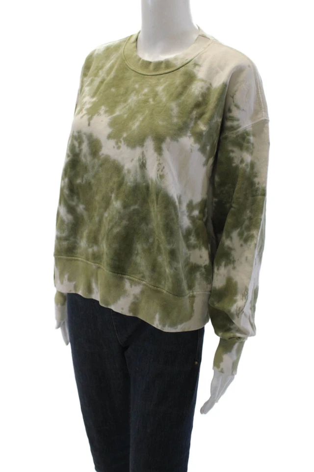 Terciopelo Mujer Algodón Cuello Redondo Manga Larga Tie Dye Cuello Redondo Verde Talla S Foto 2 de 4