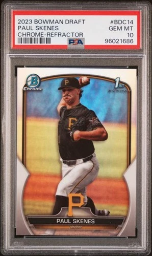 Graded 2023 Topps Bowman Draft Paul Skenes Chrome Refractor Rookie Card PSA 10