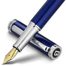 Beiluner Luxury Fountain Pen Set,Solid 24K Gilded Fine Nib, Modern Classic Limit