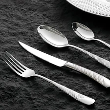 Flatware Set for 8 Persons, 32 Piece Stainless Steel Steak Knife Silverware S...