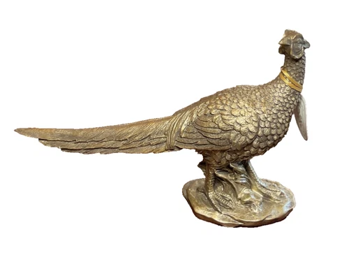 GILDED MAPLE PHEASANT FIGURINE GOLD 8.5 x 14 inches NWT